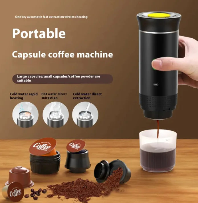 Portable capsule coffee maker for travel, office and outdoor use