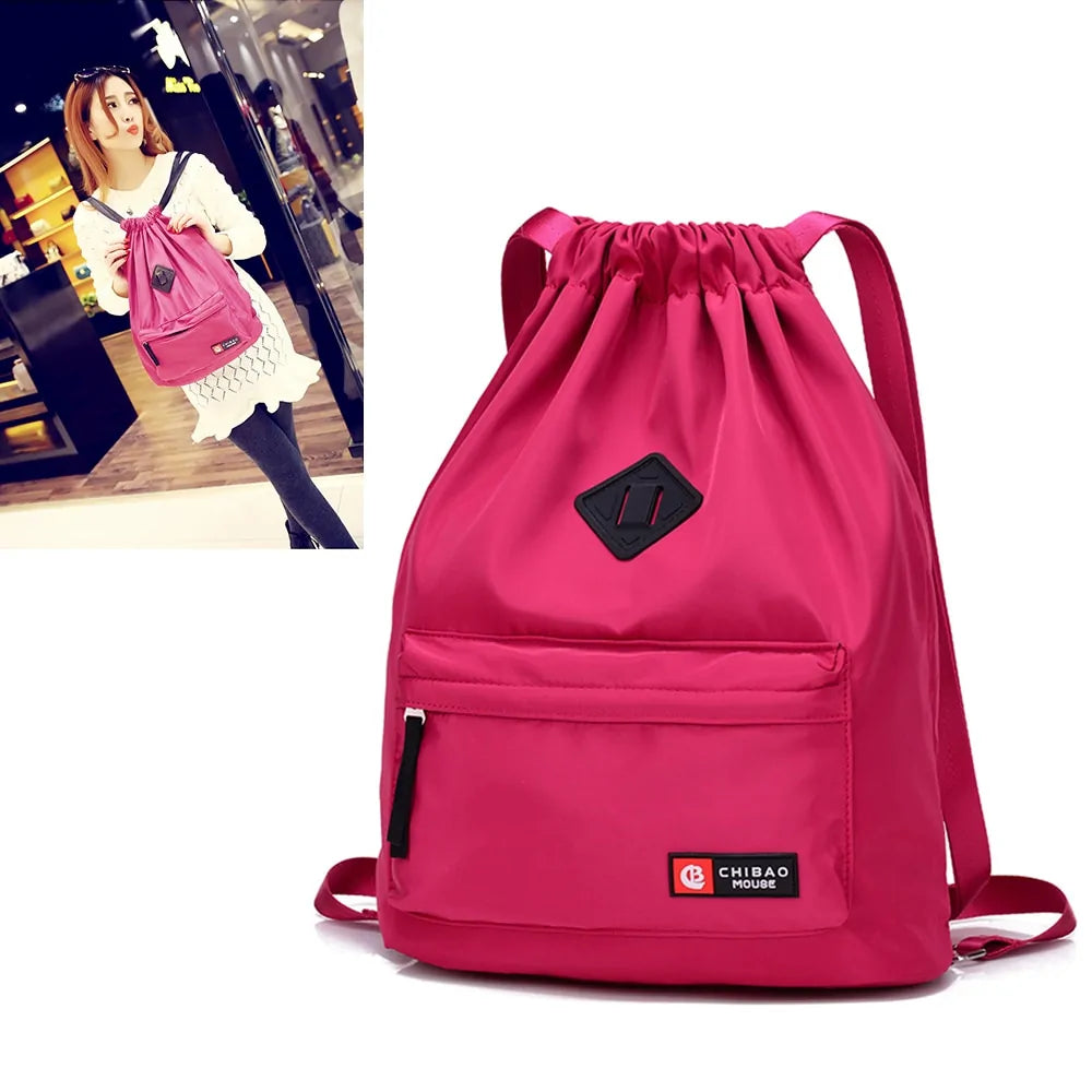 Waterproof drawstring gym bag for sports and training kit