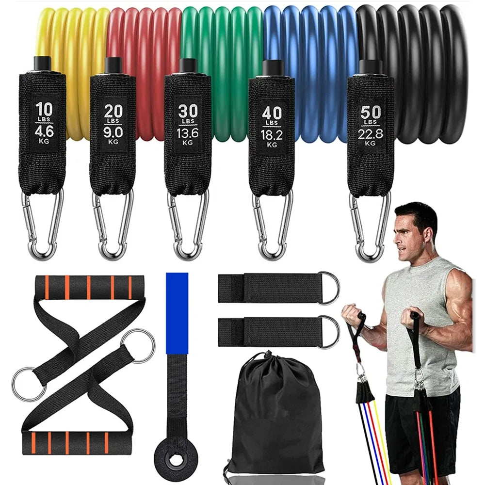 16-piece resistance bands set with handles for home gym workouts